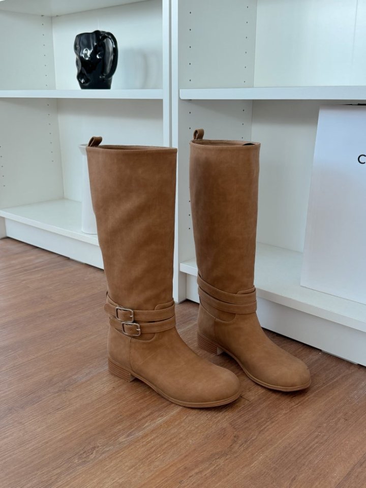 Vade - Korean Women Fashion - #momslook - Buckle Velcro Rider Boots - 6