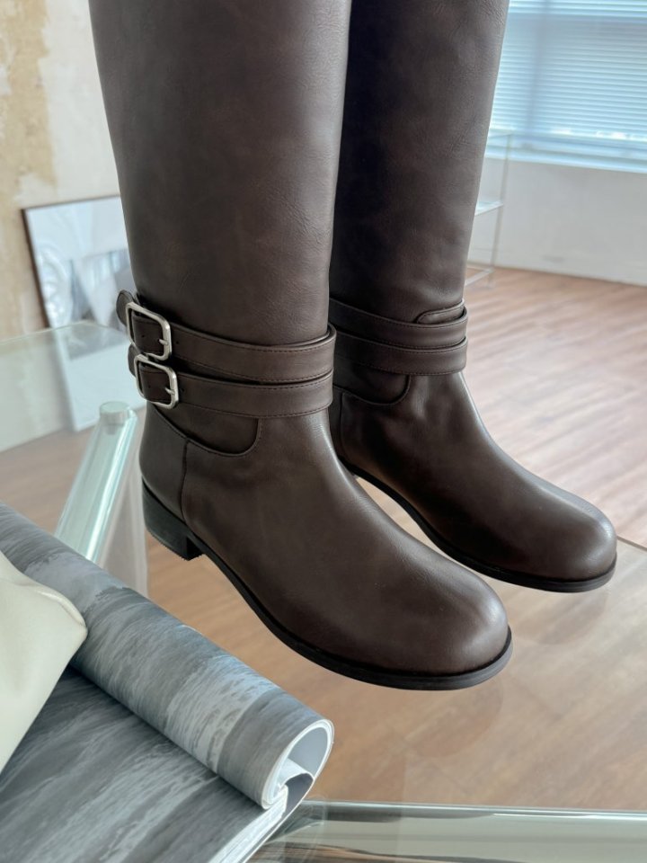 Vade - Korean Women Fashion - #momslook - Buckle Velcro Rider Boots - 7