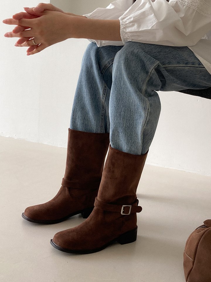 Vade - Korean Women Fashion - #momslook - Buckle Strap Mid Half Boots - 10
