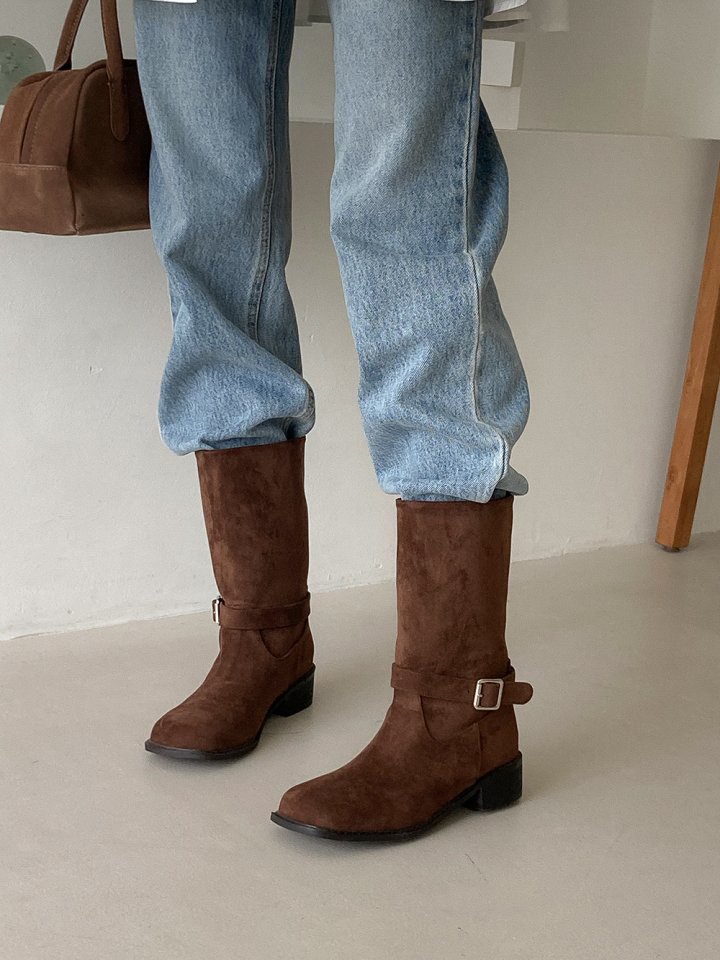 Vade - Korean Women Fashion - #momslook - Buckle Strap Mid Half Boots - 6