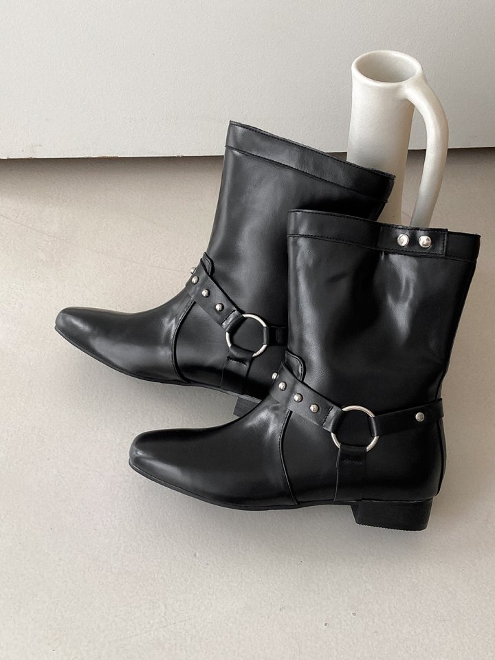 Vade - Korean Women Fashion - #momslook - Rider Suede Round Mid Half Boots - 11