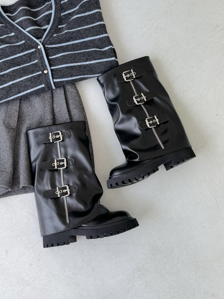 Vade - Korean Women Fashion - #momslook - Buckle Rider Half Boots - 12