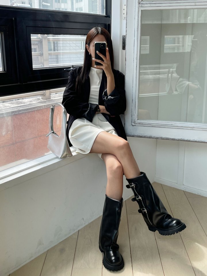 Vade - Korean Women Fashion - #momslook - Buckle Rider Half Boots - 2