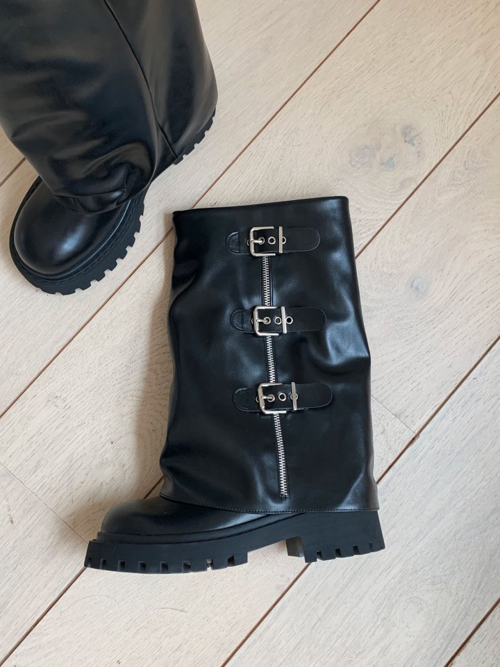 Vade - Korean Women Fashion - #momslook - Buckle Rider Half Boots - 8