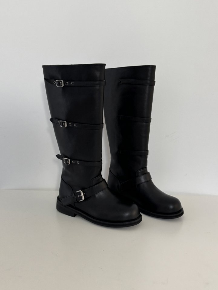 Vade - Korean Women Fashion - #momslook - Linen Buckle Middle Half Boots - 3
