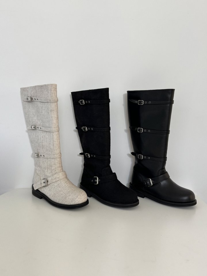Vade - Korean Women Fashion - #momslook - Linen Buckle Middle Half Boots - 5