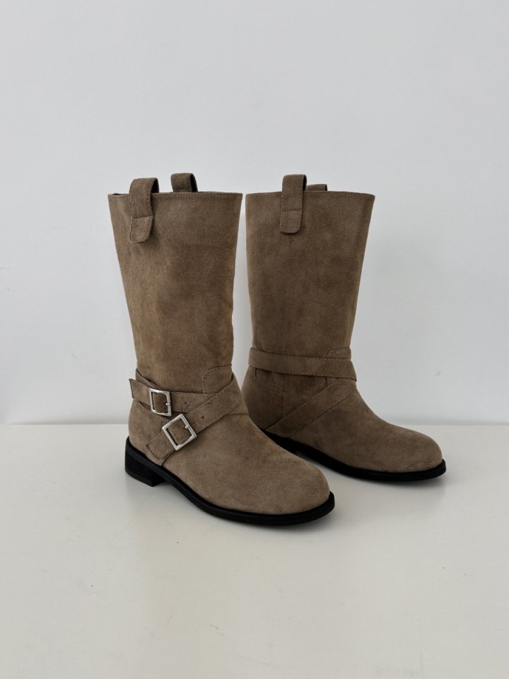 Vade - Korean Women Fashion - #momslook - Cross Middle Half Suede Boots - 2