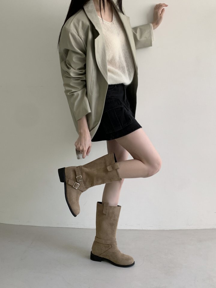Vade - Korean Women Fashion - #momslook - Cross Middle Half Suede Boots - 8