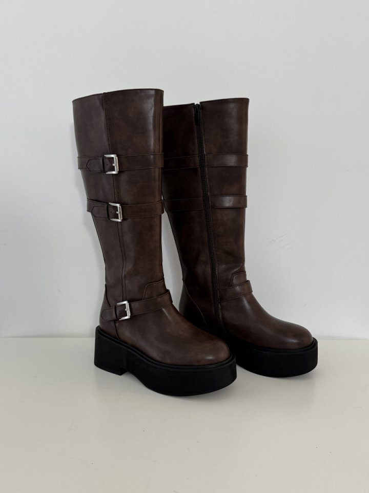 Vade - Korean Women Fashion - #momslook - Platform Middle Half Biker Boots