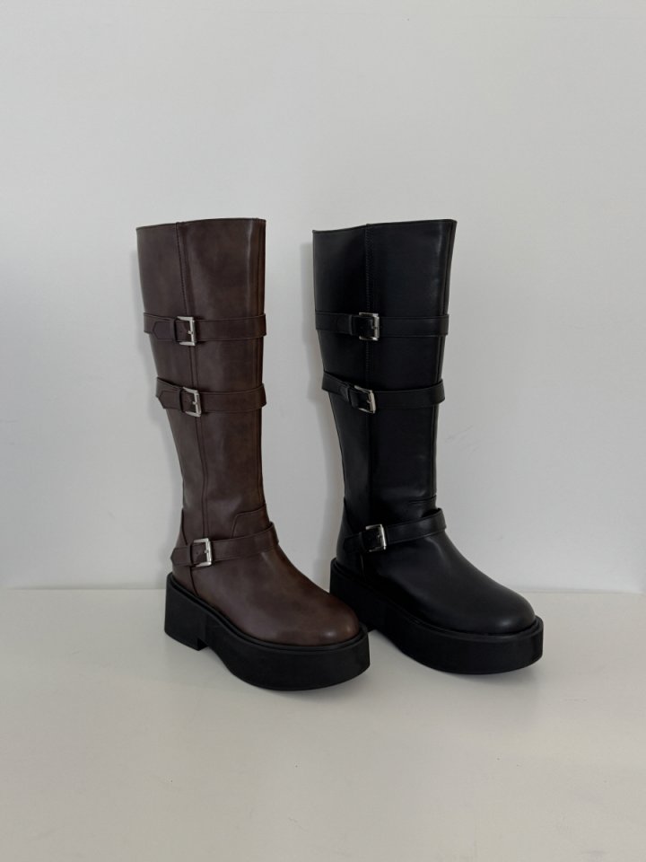 Vade - Korean Women Fashion - #momslook - Platform Middle Half Biker Boots - 3