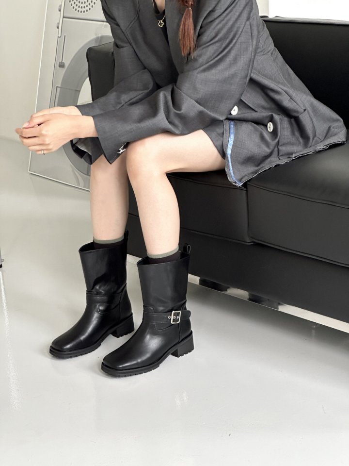 Vade - Korean Women Fashion - #momslook - Buckle Rider Half Boots - 9