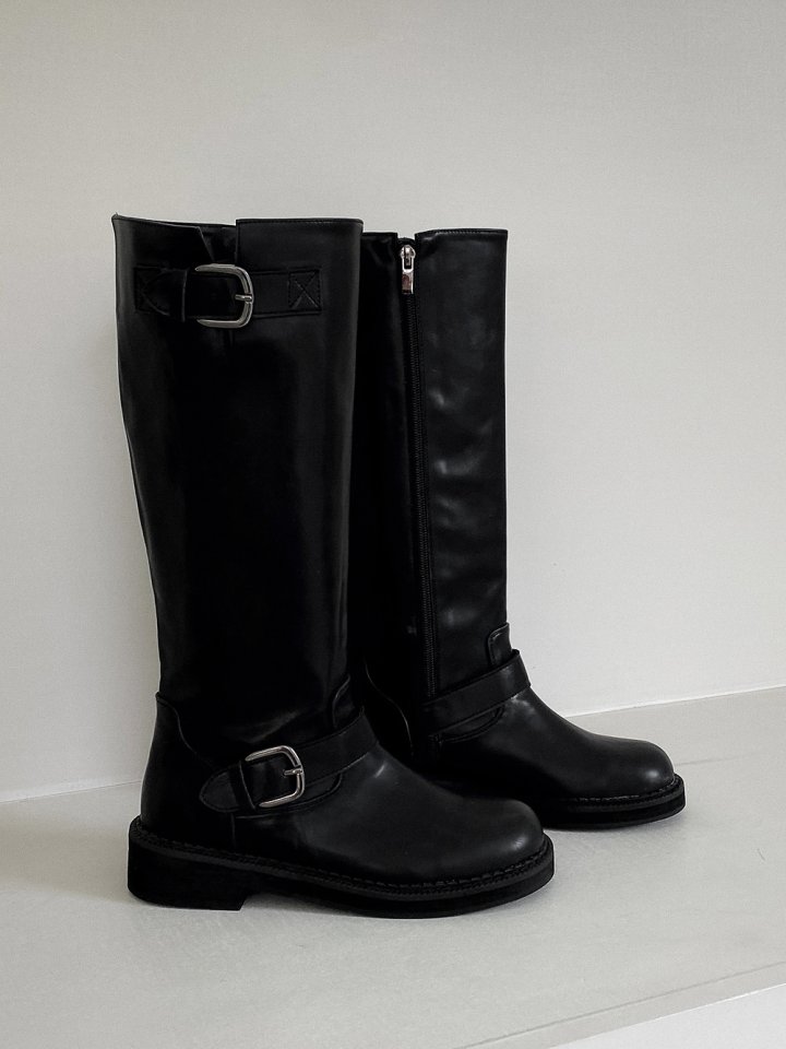 Vade - Korean Women Fashion - #momslook - Buckle Rider Biker Boots - 3