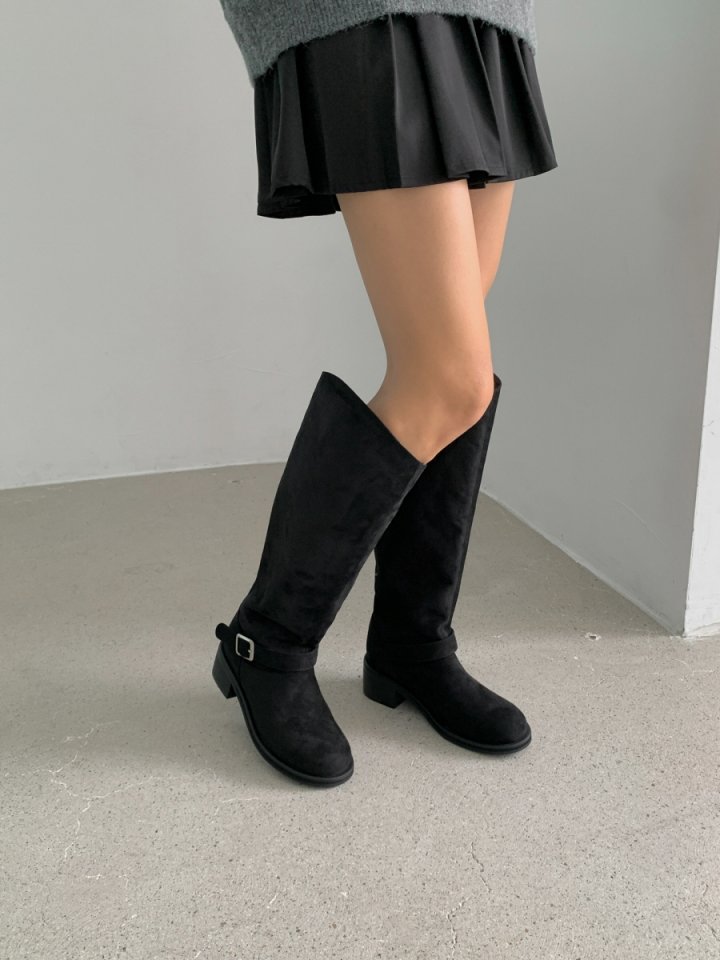 Vade - Korean Women Fashion - #momslook - Suede Buckle Boots - 12