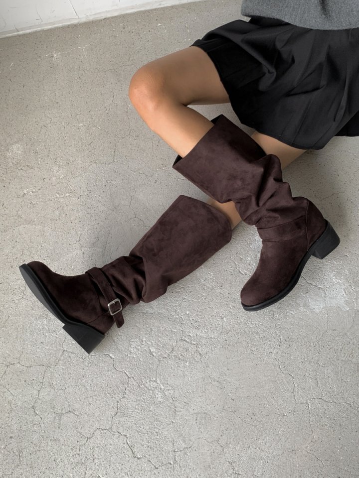 Vade - Korean Women Fashion - #momslook - Suede Buckle Boots - 5