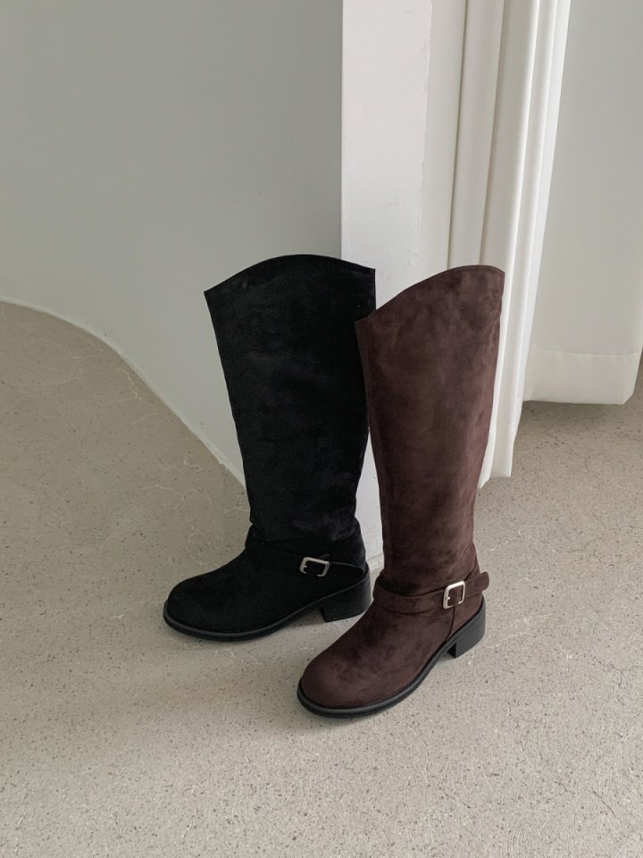 Vade - Korean Women Fashion - #momslook - Suede Buckle Boots - 7