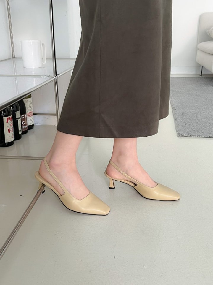 Vade - Korean Women Fashion - #pursuepretty - Square Basic Slim Slingback Heels - 2