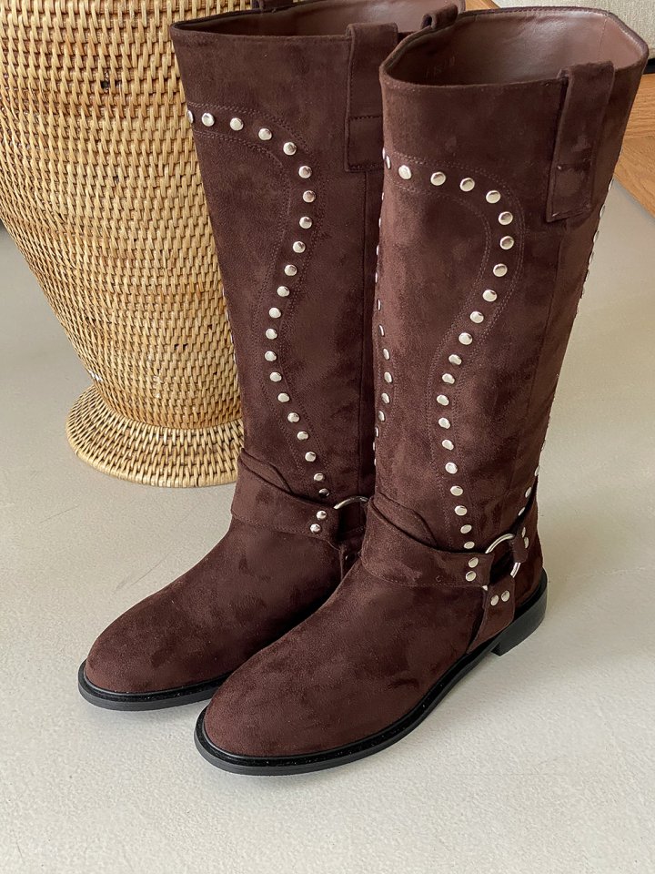 Vade - Korean Women Fashion - #pursuepretty - Unique Pattern Suede Half Boots - 12