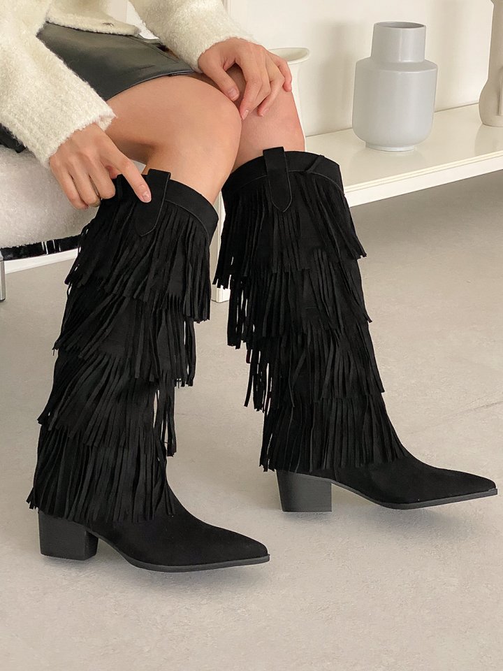 Vade - Korean Women Fashion - #pursuepretty - Mid Half Decorated Boots - 5