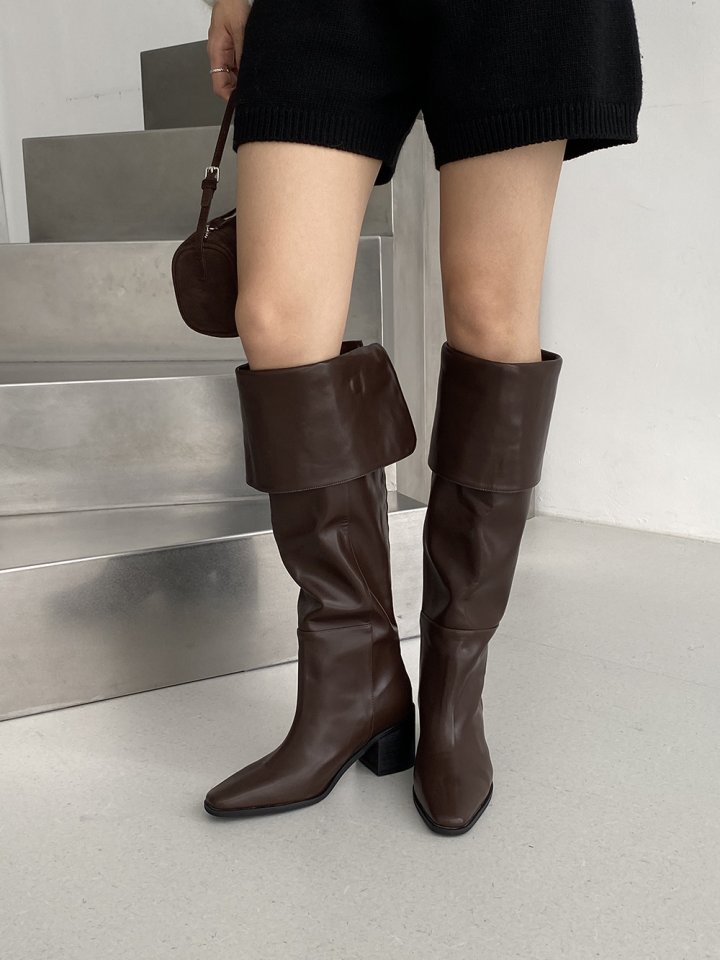 Vade - Korean Women Fashion - #vintagekidsstyle - Long Fold-over Half Boots - 4