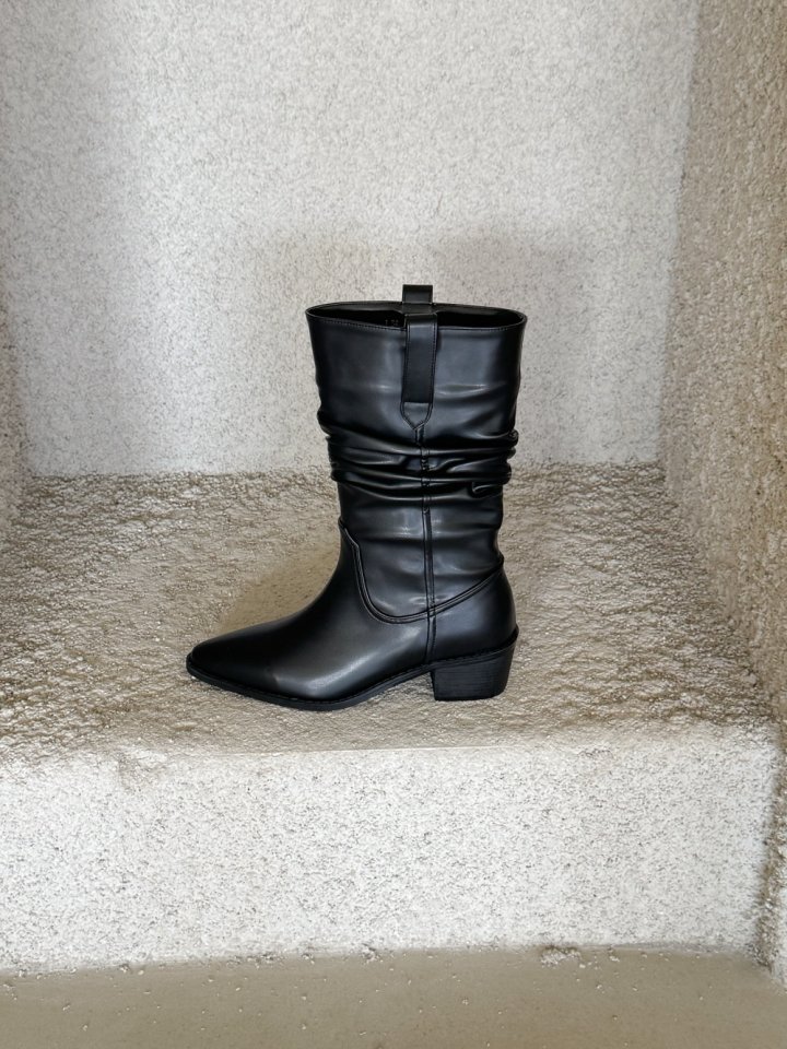 Vade - Korean Women Fashion - #restrostyle - Stiletto Pleated Mid Half Boots - 11