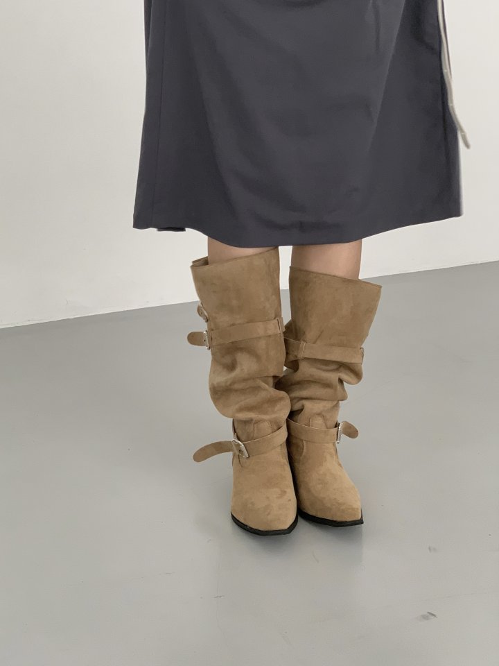 Vade - Korean Women Fashion - #restrostyle - Half Western Stiletto Buckle Mid Boots - 11