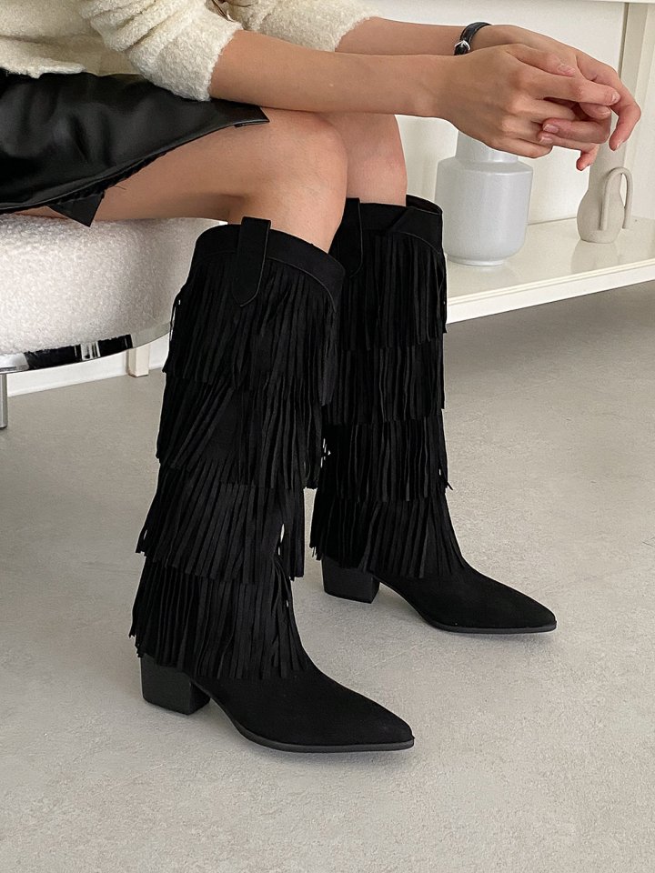 Vade - Korean Women Fashion - #restrostyle - Mid Half Decorated Boots - 6