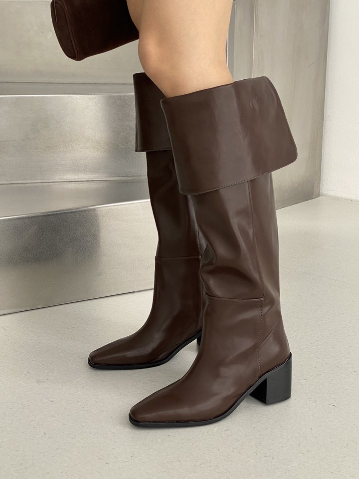 Vade - Korean Women Fashion - #restrostyle - Long Fold-over Half Boots - 5