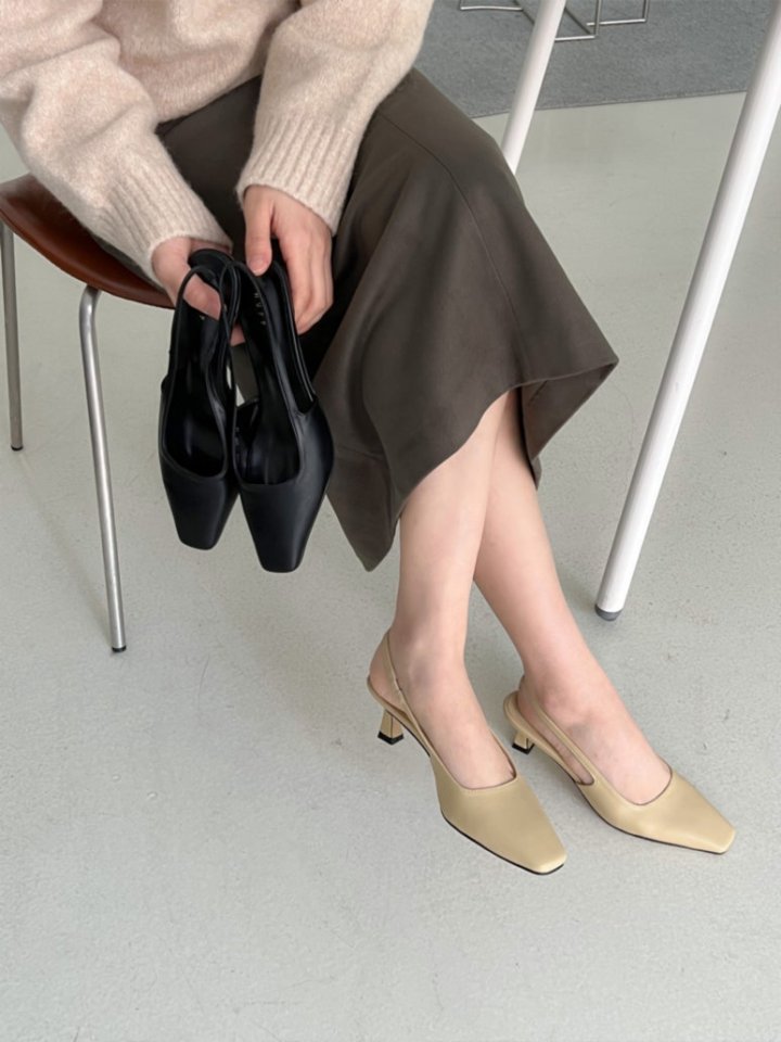 Vade - Korean Women Fashion - #restrostyle - Square Basic Slim Slingback Heels - 4