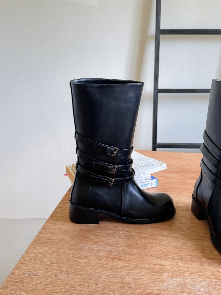 Vade - Korean Women Fashion - #romanticstyle - Rider Biker Half Mid Boots - 7