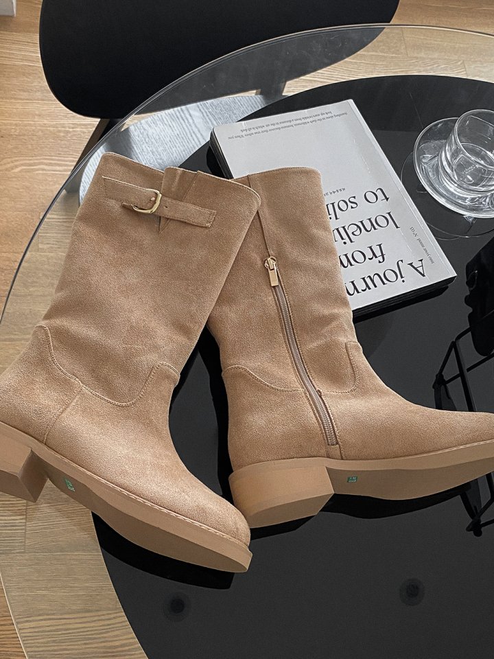 Vade - Korean Women Fashion - #shopsmall - Round Mid Half Boots - 9
