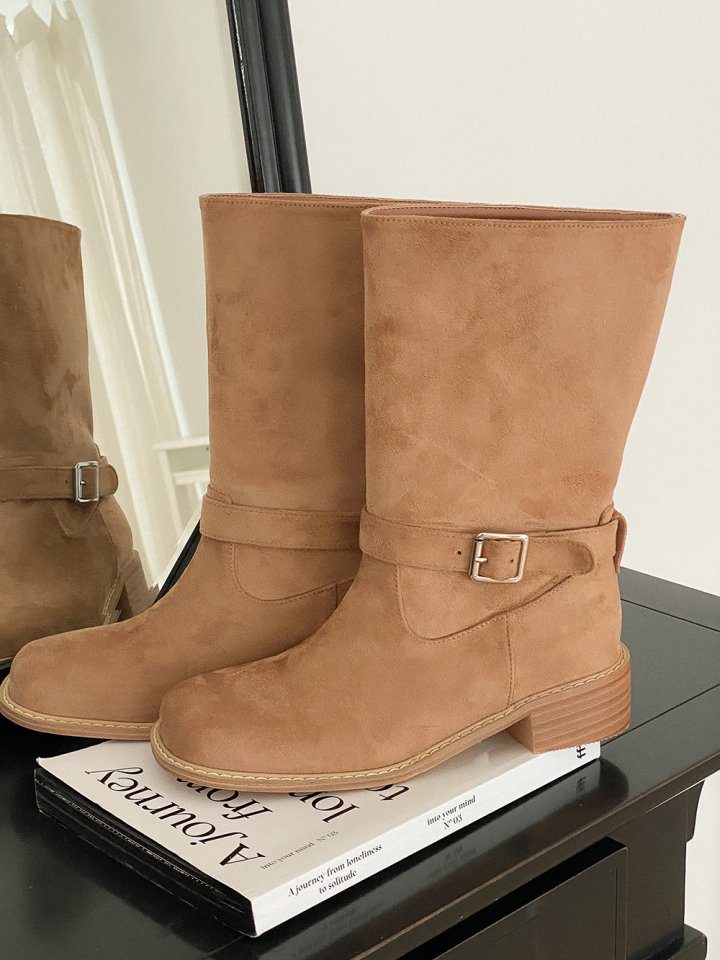Vade - Korean Women Fashion - #shopsmall - Buckle Strap Mid Half Boots - 3
