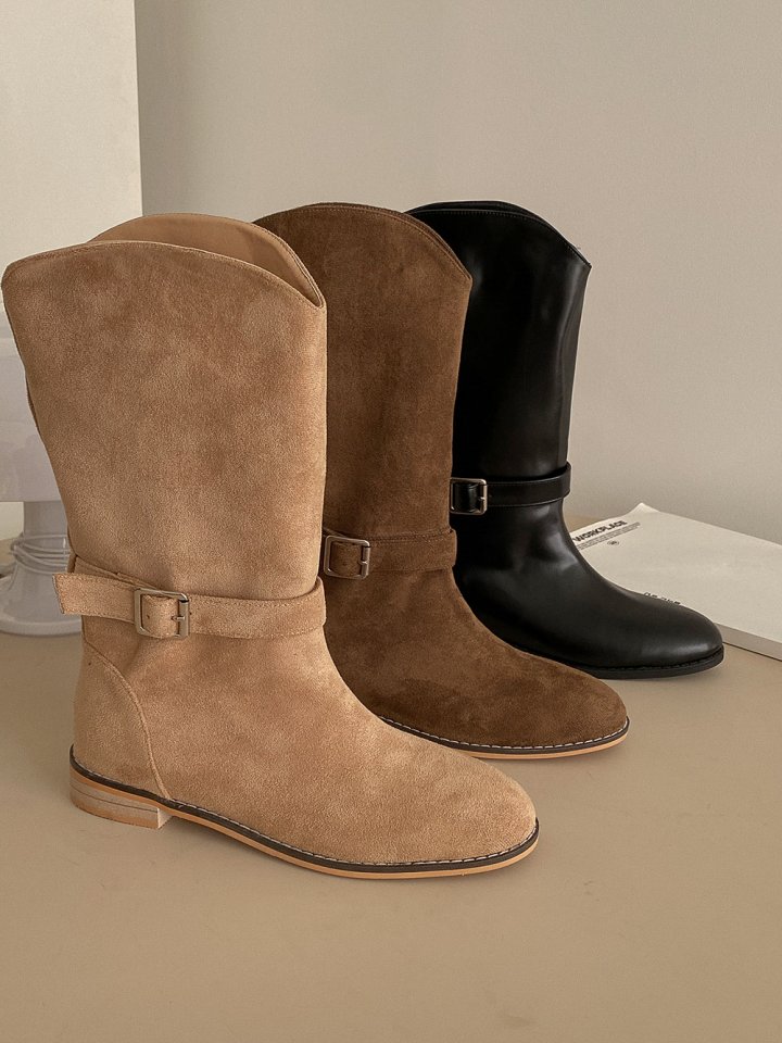Vade - Korean Women Fashion - #thatsdarling - Western Mid Low Heel Half Boots - 7