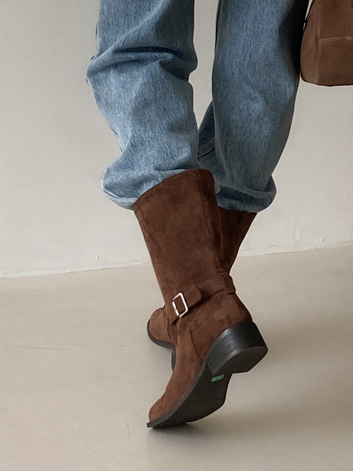 Vade - Korean Women Fashion - #shopsmall - Buckle Strap Mid Half Boots - 4