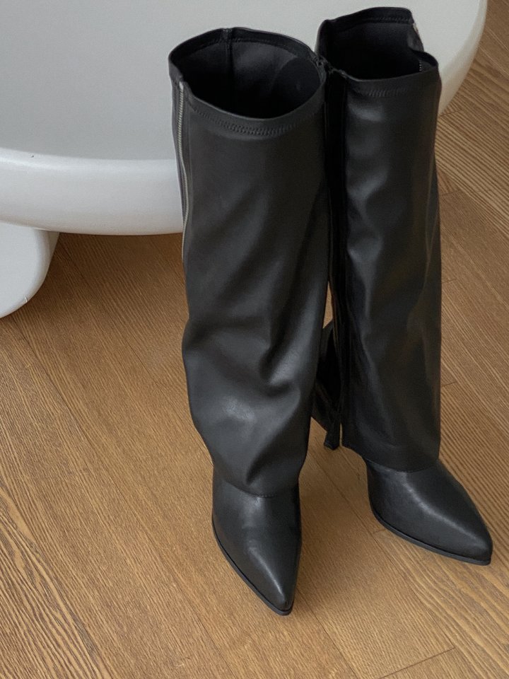Vade - Korean Women Fashion - #thelittlethings - Long Zipper Stiletto Gaboushi Boots