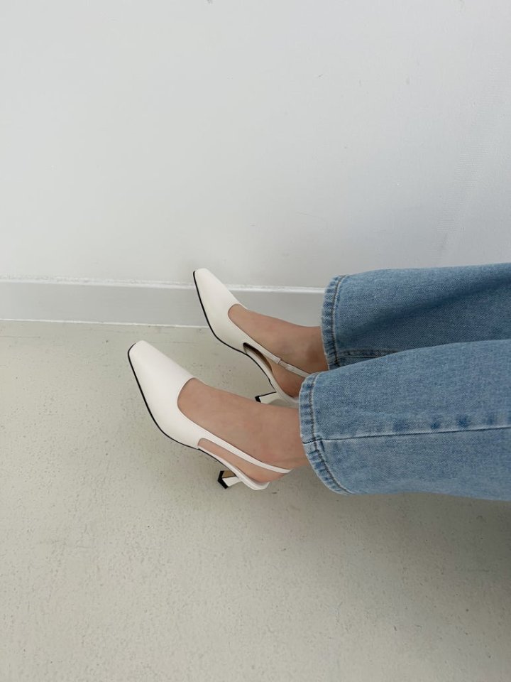 Vade - Korean Women Fashion - #thelittlethings - Square Basic Slim Slingback Heels - 7