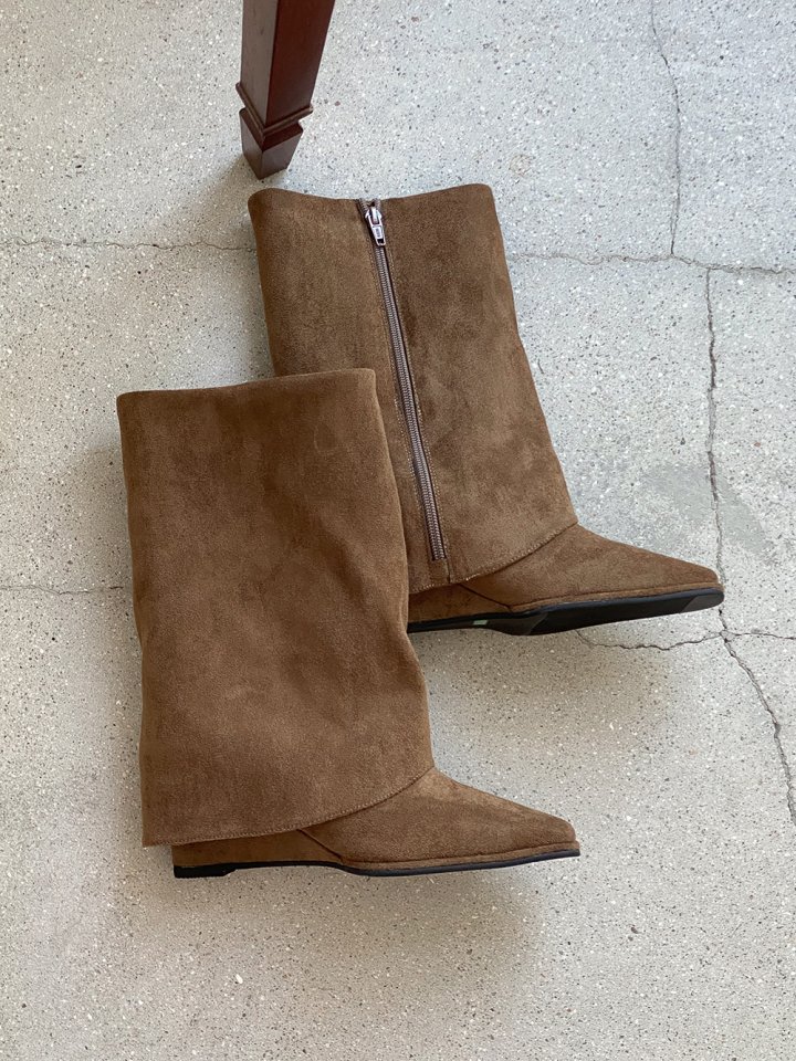 Vade - Korean Women Fashion - #thelittlethings - Suede Slim Round Boots - 3