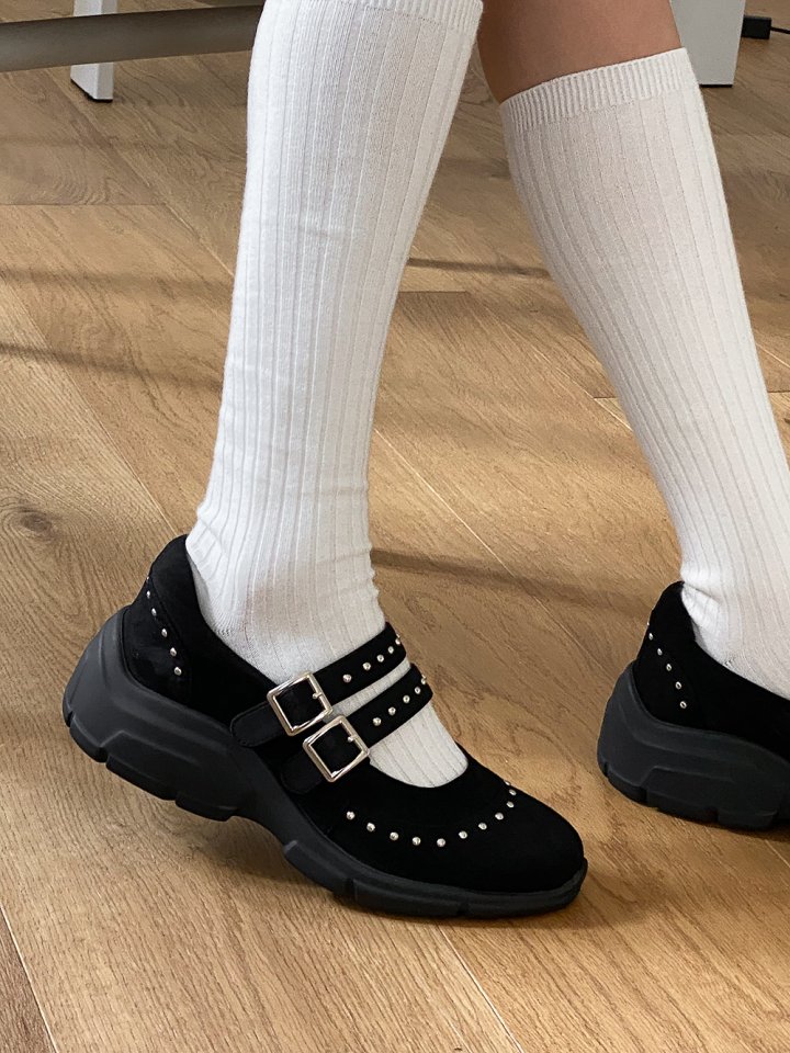 Vade - Korean Women Fashion - #thelittlethings - Suede Point Buckle Flat Sneakers