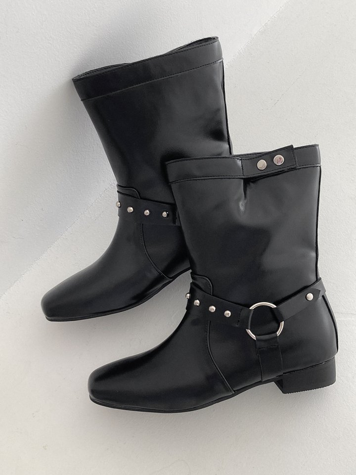 Vade - Korean Women Fashion - #thatsdarling - Rider Suede Round Mid Half Boots - 4
