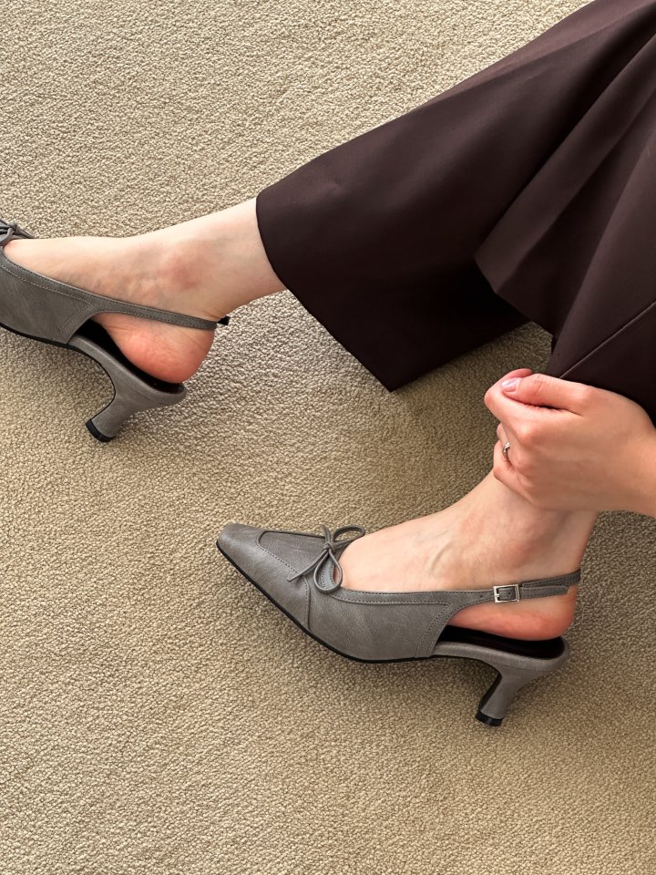Vade - Korean Women Fashion - #vintageinspired - Slim Ribbon Stiletto Mule Slingback Heels - 12