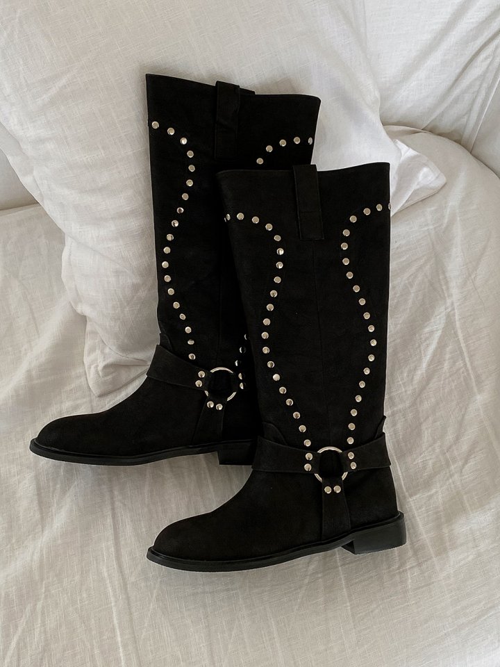 Vade - Korean Women Fashion - #vintageinspired - Unique Pattern Suede Half Boots - 10
