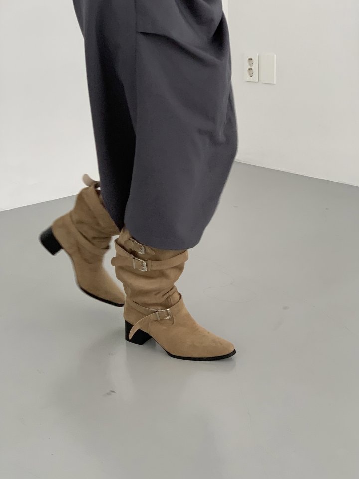 Vade - Korean Women Fashion - #vintageinspired - Half Western Stiletto Buckle Mid Boots - 8