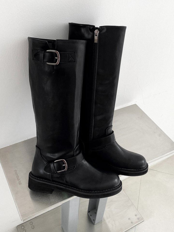 Vade - Korean Women Fashion - #vintageinspired - Buckle Rider Biker Boots - 5
