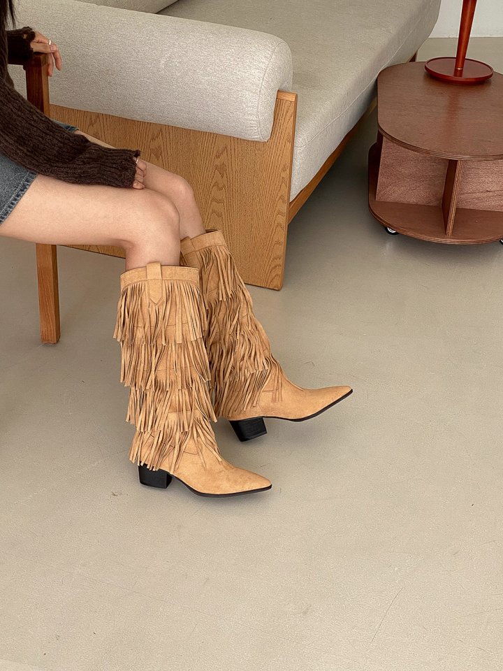 Vade - Korean Women Fashion - #vintageinspired - Mid Half Decorated Boots - 3