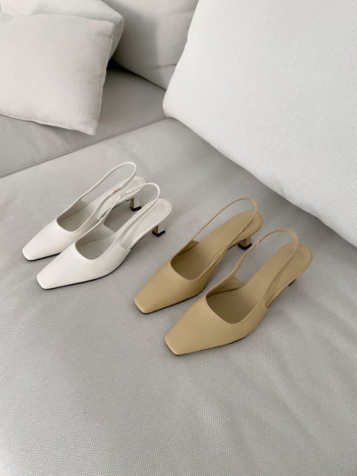 Vade - Korean Women Fashion - #vintagekidsstyle - Square Basic Slim Slingback Heels