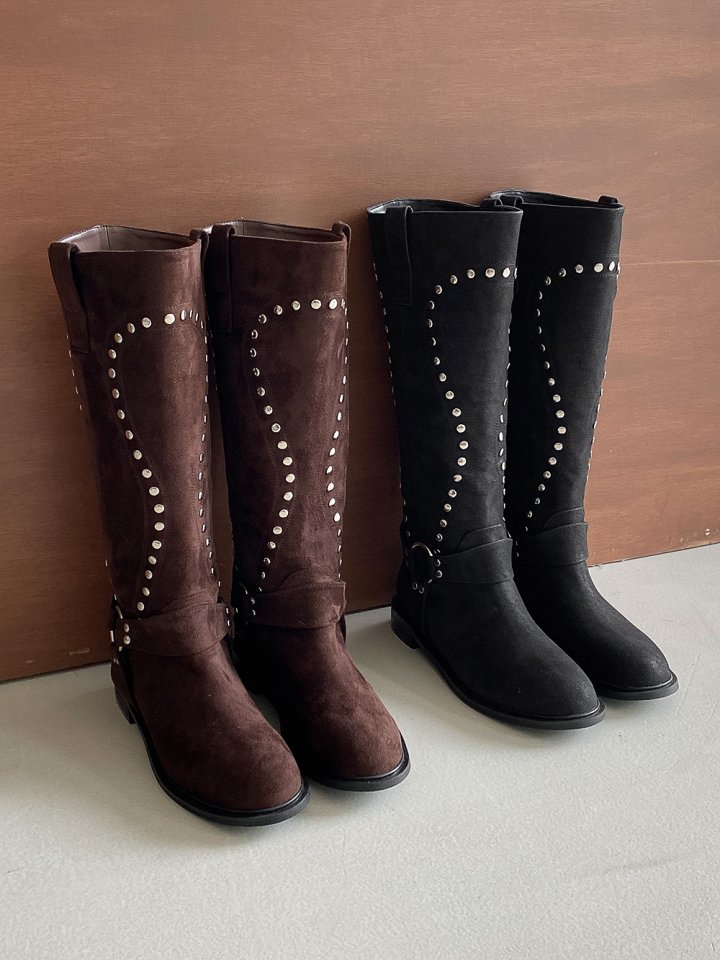 Vade - Korean Women Fashion - #vintagekidsstyle - Unique Pattern Suede Half Boots - 11