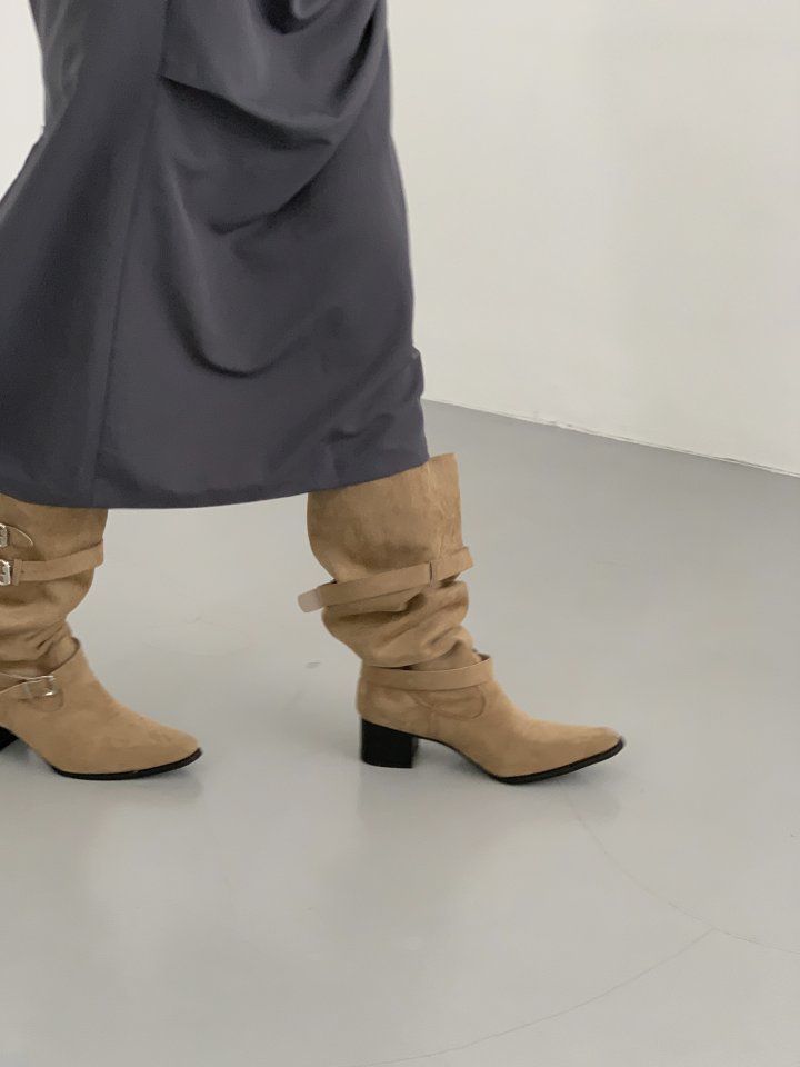 Vade - Korean Women Fashion - #vintagekidsstyle - Half Western Stiletto Buckle Mid Boots - 9