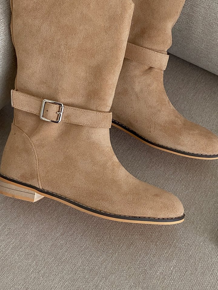 Vade - Korean Women Fashion - #vintagekidsstyle - Western Mid Low Heel Half Boots - 2