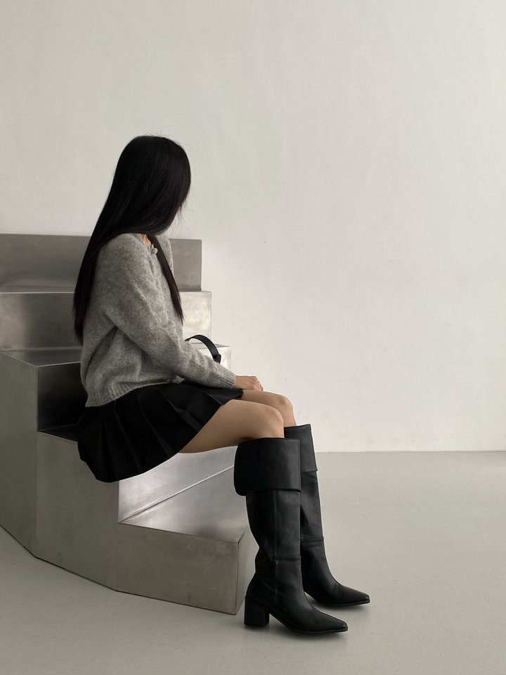 Vade - Korean Women Fashion - #vintagekidsstyle - Long Fold-over Half Boots - 3