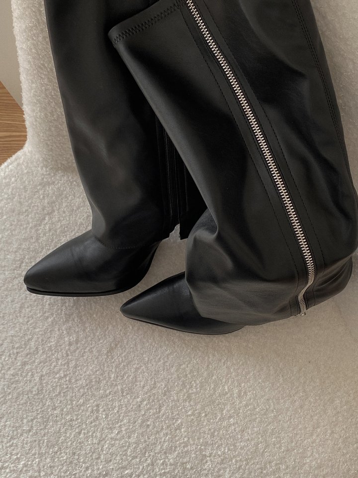 Vade - Korean Women Fashion - #womensfashion - Long Zipper Stiletto Gaboushi Boots - 5