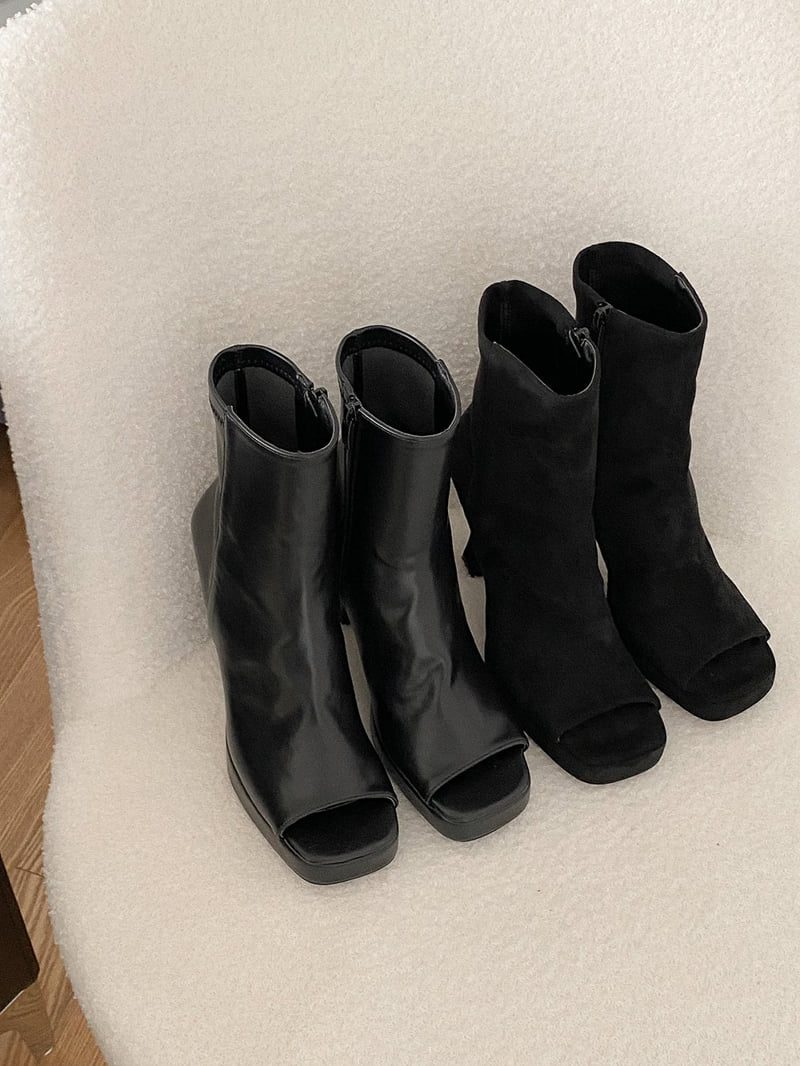 Vade - Korean Women Fashion - #womensfashion - Open Toe Stretch Ankle Boots - 12